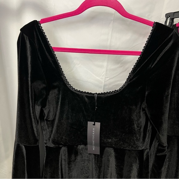 Dolls Kill Widow burial Velvet Bat Mini Dress Bell Sleeve Goth Fairy Grunge Y2K - Picture 6 of 12